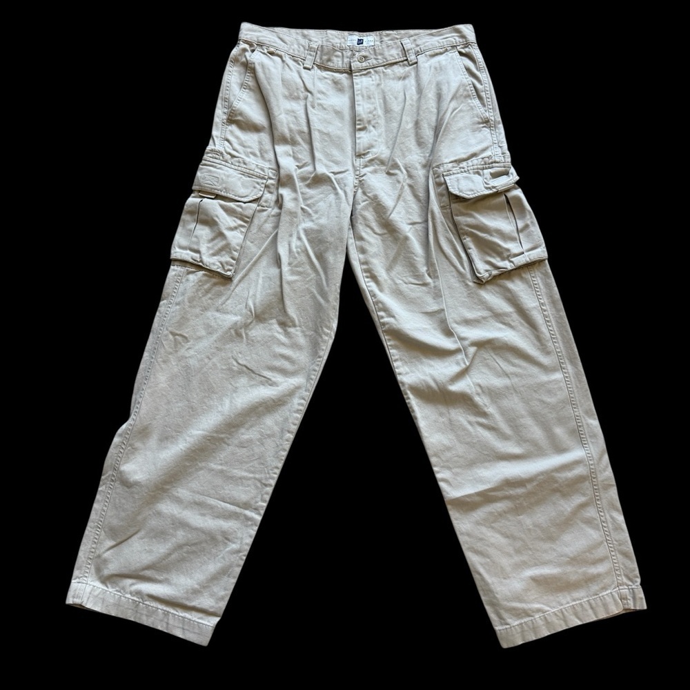 VTG! Y2K GAP Men's Cargo Pants W36 L32 Beige Relaxed Fit Casual Baggy Relaxed